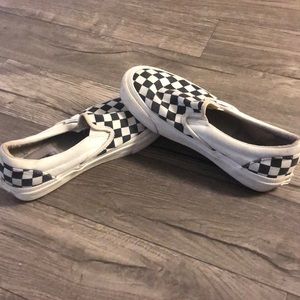 Women’s white checkers vans
